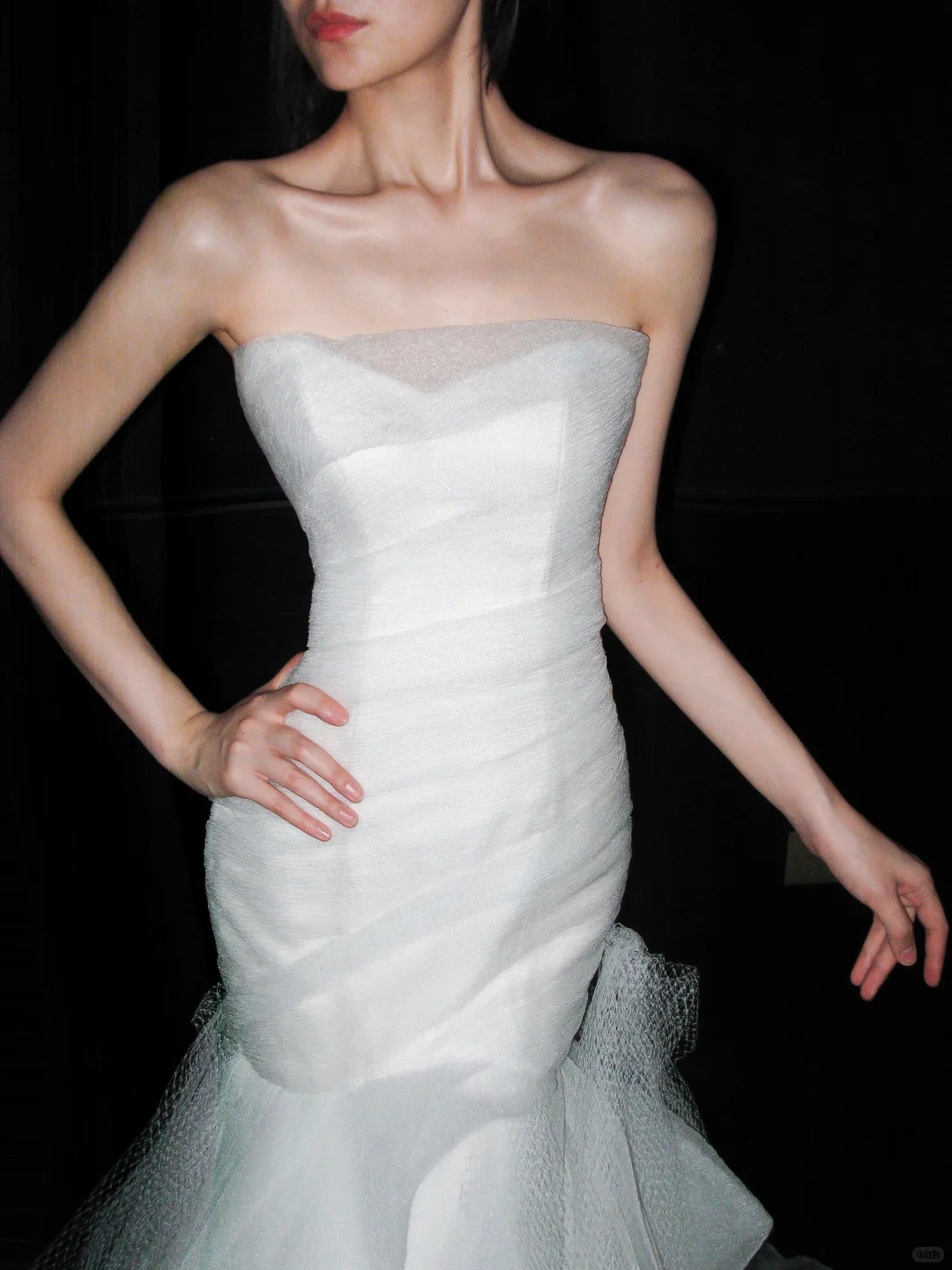 Romantic Classic Mermaid Strapless White Tulle Long Wedding Dress SH6630