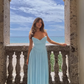 Elegant A Line Sweetheart Neck Pleated Baby Blue Satin Prom Dress SH4563