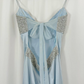 Baby Blue A Line Spaghetti Strap Sequin Satin Long Prom Dress Gown Dress SH3590