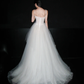 Elegant Ball Gown Spaghetti Strap Flowy Tulle Long Wedding Dress SH6623