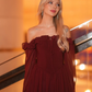 Burgundy  A Line Long Sleeve Chiffon Short Homecoming Dress Cocktail Dress SH3591