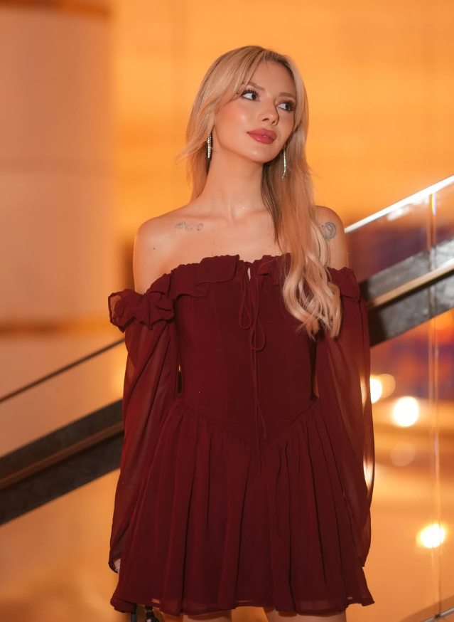 Burgundy  A Line Long Sleeve Chiffon Short Homecoming Dress Cocktail Dress SH3591