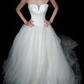 Cute White Ball Gown Sweetheart Neck Satin Tulle Long Train Wedding Dress SH8898