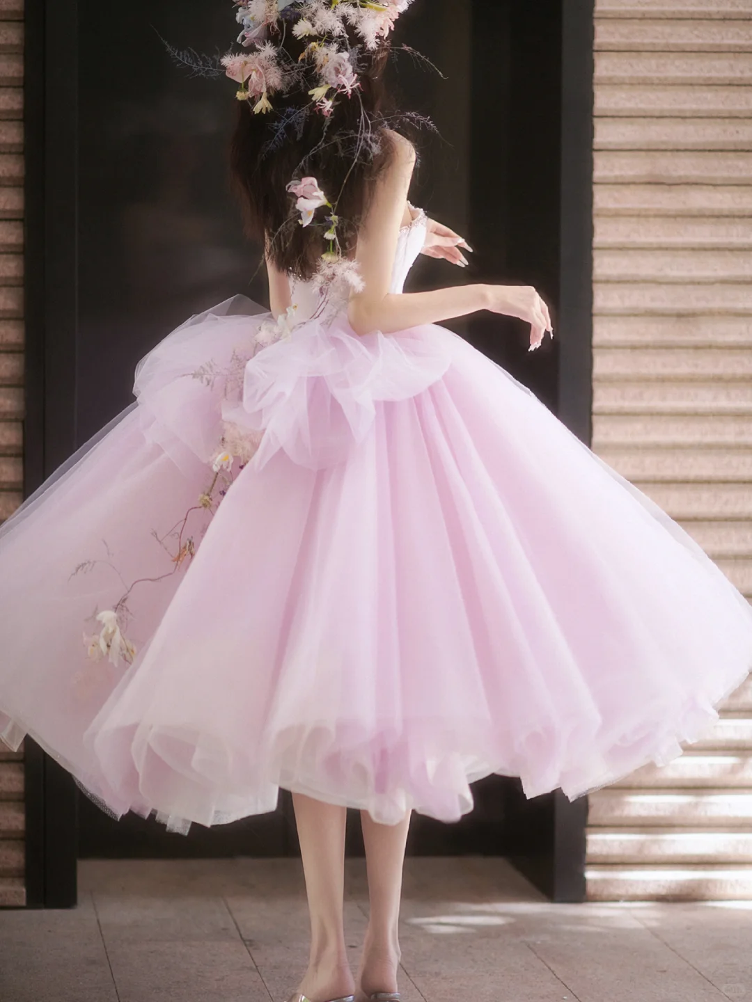 Gentle A Line Strapless Rhinestone Purple Tulle Party Dress Evening Dress SH3216