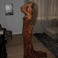 Sexy Leopard Mermaid Sweetheart Neck Long Sweep Prom Dress Evening Dress with Slit SH3810