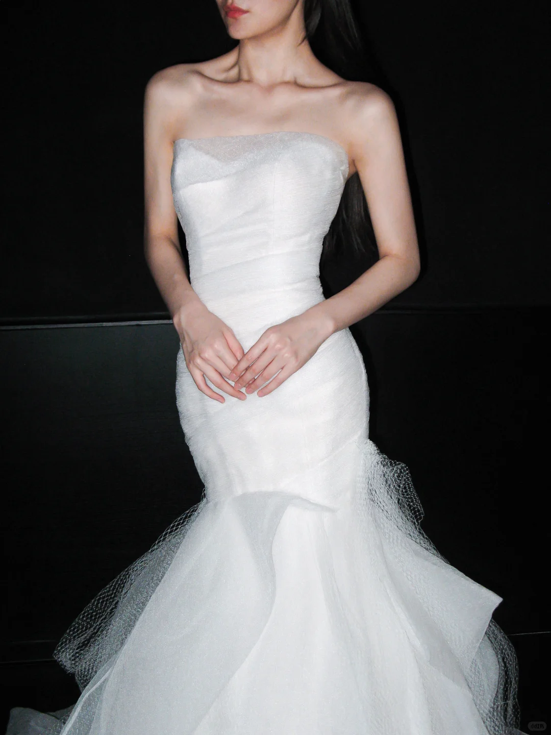 Romantic Classic Mermaid Strapless White Tulle Long Wedding Dress SH6630