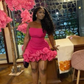Hot Pink Sheath Satin Strapless Short Homecoming Dress Party Dress  SH1497