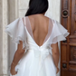 Stunning Ball Gown White Ruffle Organza Long Sweep Wedding Dress SH4709