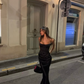 Sexy Black Mermaid Spaghetti Strap Corset Simple Satin Long Prom Dress SH5066
