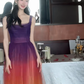 Stunning A Line Straps Purple Orange Ombre Tulle Prom Dress Party Dress SH4737