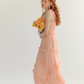 Orange-pink A Line Spaghetti Strap Lace Long Prom Dress Party Dress SH4146