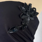 Vintage A Line Strapless Bead Flower Black Chiffon Long Evening Dress SH1884