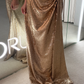 Gold Sheath Halter Exquisite Sequin Backless Prom Dress Evening Dress SH7718