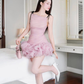 Cute A Line Spaghetti Strap Pink Chiffon Short Homecoming Dress Birthday Dress SH4673