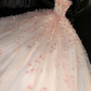 Romantic A Line Sweetheart Neck Floral Beaded Pink Tulle Prom Dress Evening Dress SH2978