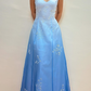 Charming A Line Strapless Beaded Chiffon Satin Prom Dress Evening Dress SH2055