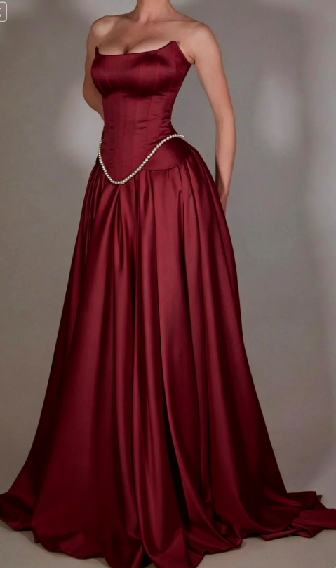 Exquisite Satin Ivory Sleeveless Strapless Long Pleated Prom Dress with Beadings SH5463