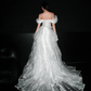 Flowy Unique A Line Off the Shoulder White Organza Wedding Dress SH5864