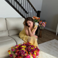 Pretty Yellow Sheath Strap Ruffle Chiffon Long Vacation Dress Outfits SH4003