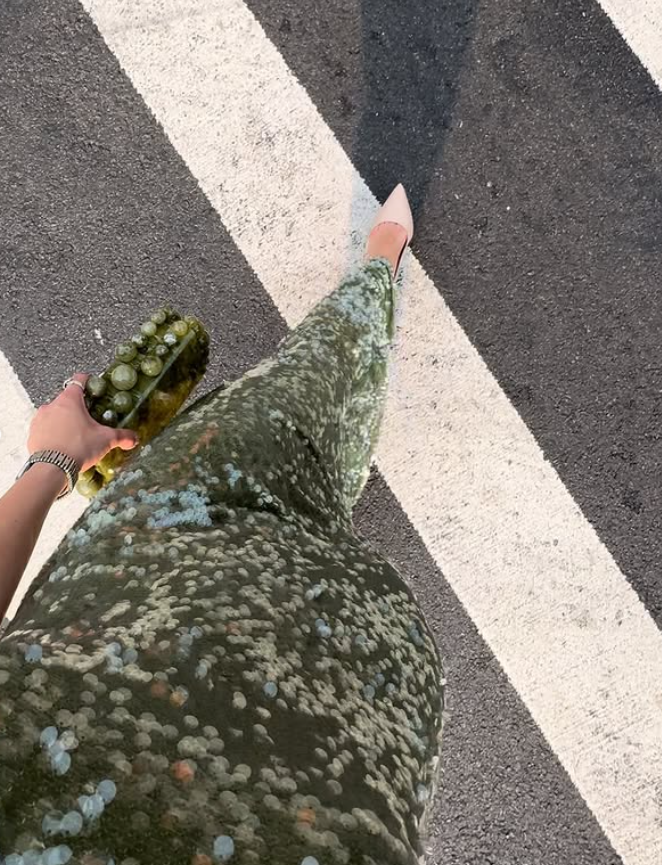 Shiny Sheath Round Neck Olive Green Sequin Long Prom Dress SH5474