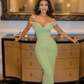 Green Sheath Sweetheart Neck Beaded Sequin Prom Dress Party Dress SH5053