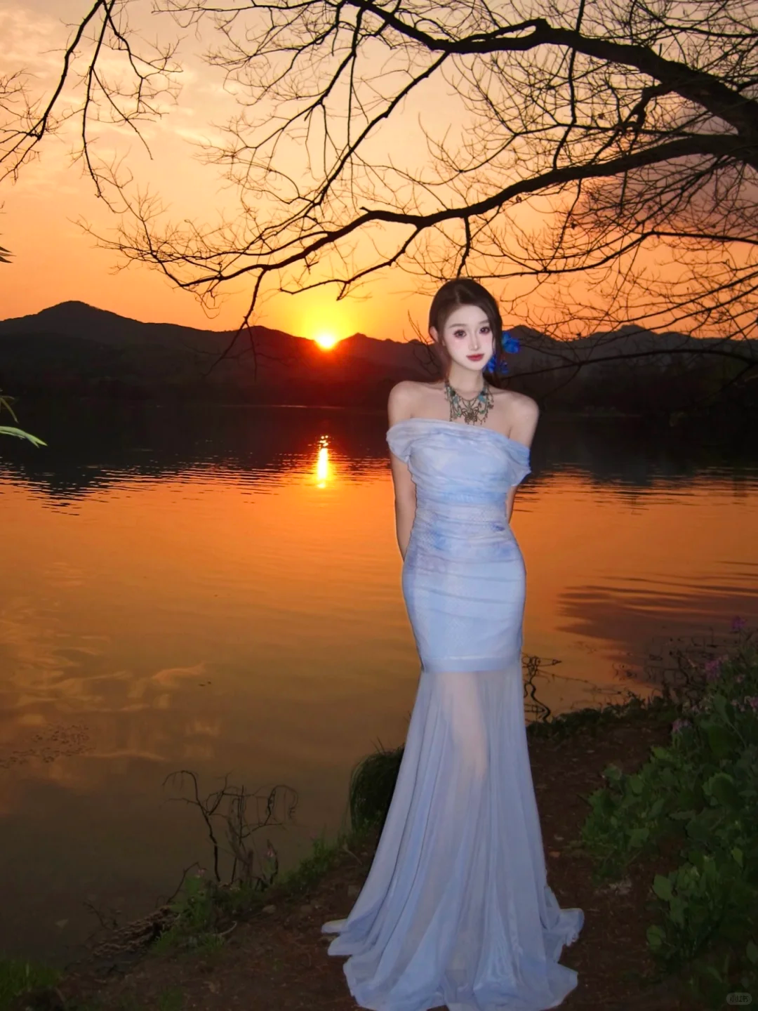 Gentle Purple Mermaid Off the Shoulder Tulle Long Prom Dress Party Dress SH5021