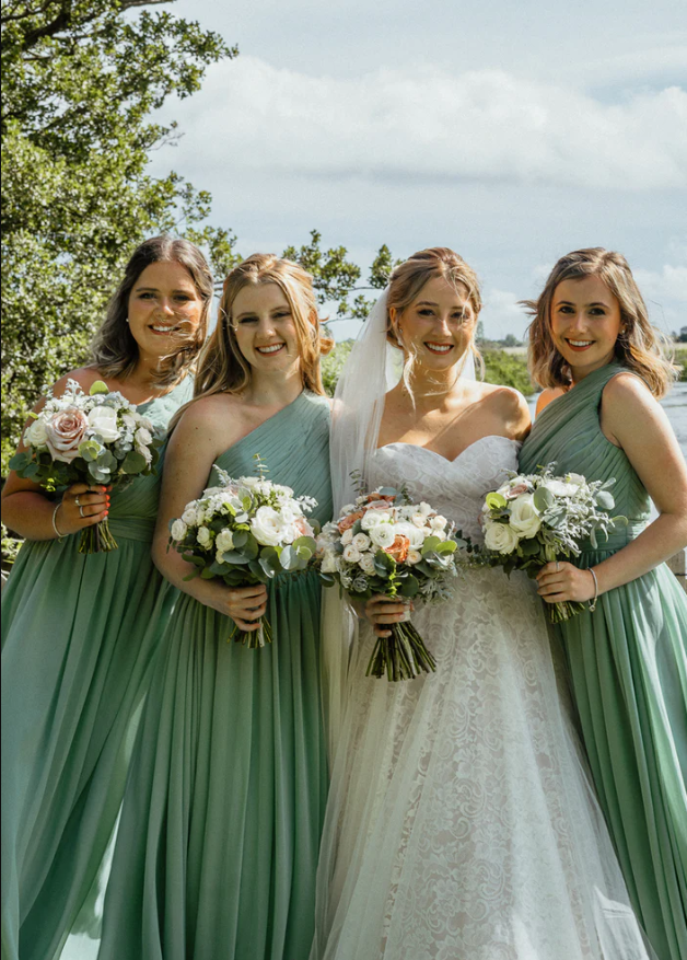 Sage Green Chiffon One Shoulder A-line Long Bridesmaid Dresses SH5583
