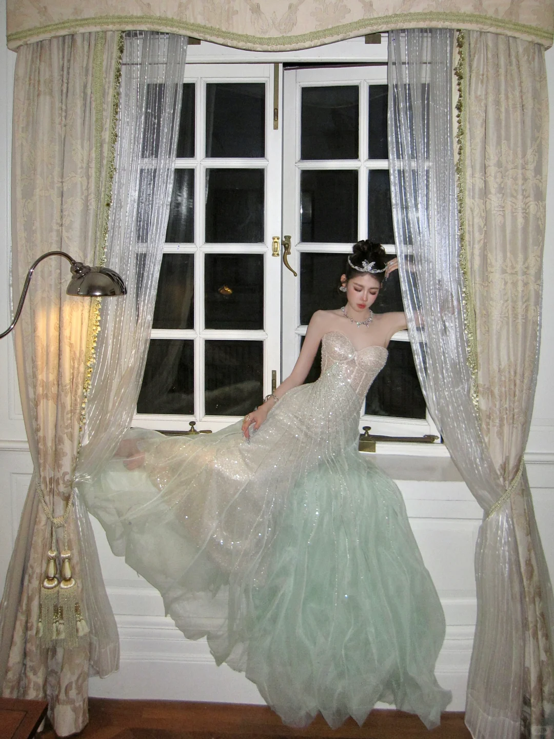 Stunning Green A Line Sweetheart Neck Corset Sequin Tulle Prom Dress Evening Dress SH4207