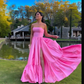 Classic Strapless Pink A-Line Prom Dresses, Formal Party Gown SH632