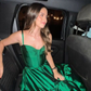 Modern A-Line Straps Green Sleeveless Pleated Long Prom Dress SH1492