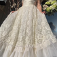 Retro Cute A Line Straps Ivory Lace Long Wedding Dress Prom Dress SH5931