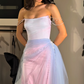 Fairy Pink-blue Ombre A Line Exquisite Beaded Tulle Long Prom Dress Evening Dress SH6748