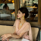 Flowy Pink Sheath Beaded Ruffle Chiffon Homecoming Dress Date Dress with Slit SH3693