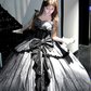 Stunning Black Bow A Line Sequin Lolita Goth Boning Dress Prom Dress SH4912