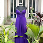 Purple A Line Sweetheart Neck Rhinestone Chiffon Long Prom Dress Evening Dress SH1850