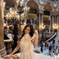 Elegant Pearl White Shimmer Chiffon Halter High Neck Sleeveless Short Prom Dress with Ruffles SH7507