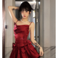 Sexy Red Bow A Line Spaghetti Strap Satin Short Homecoming Dress Outfits SH5827