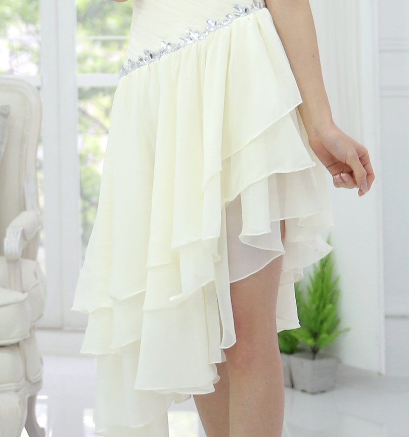 Chic Sweetheart Neck Irregular Layered Party Dress, Ivory Chiffon Homecoming  Dress SH751