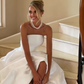 Stunning Ball Gown Strapless White Satin Long Wedding Dresses SH4701
