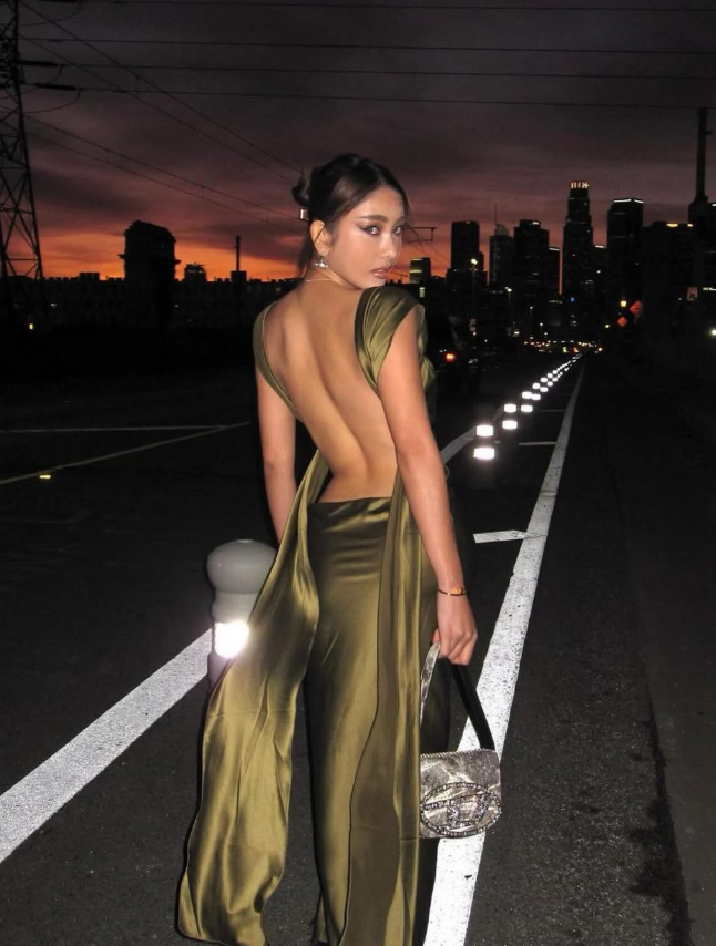 Sexy Olive Green Sheath Straps Satin Open Back Long Wedding Guest Dress Party Dress SH3310