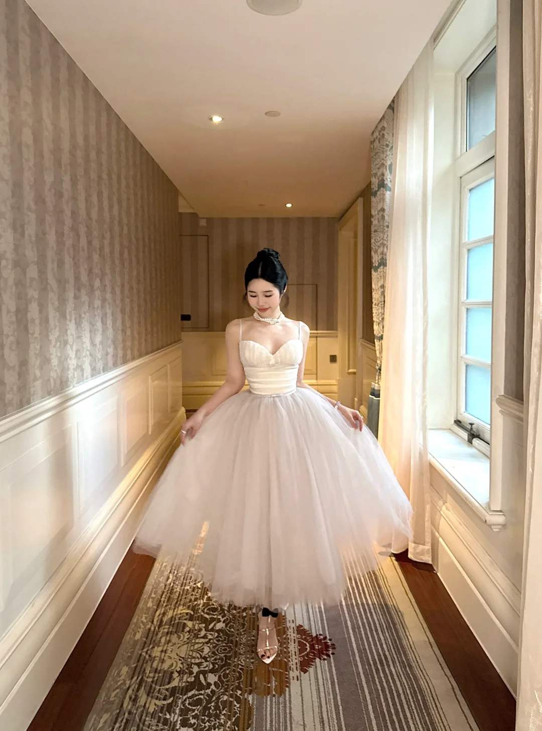 Princess A Line Spaghetti Strap White Tulle Birthday Dress Party Dress SH3400