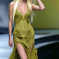 Beatuy Mermaid Sequins Lace Tulle Evening Dress Long Prom Gown with Slit SH393