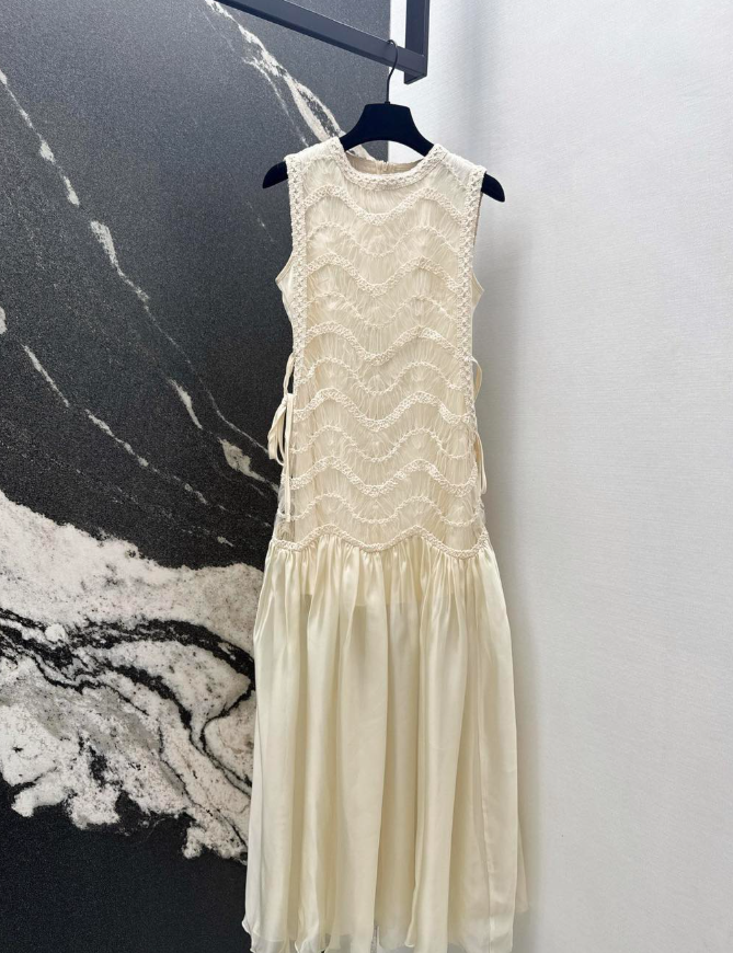 Simple A Line Round Neck Light Apricot Lace Chiffon Party Dress Outfits SH4259