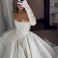 Beautiful Ball Gown Strapless White Lace Satin Long Wedding Dress SH6188