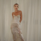 Champagne Gold Sequins Strapless Sleeveless long Prom Dress With Tassel SH8542