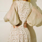 Retro Apricot A Line Long Sleeve Chiffon Lace Short Prom Dress Homecoming Dress SH6395