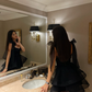 Black Bow A Line Spaghetti Strap Organza Short Homecoming Dress Cocktail Dress Outfits SH3562