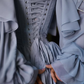 Ethereal Blue A Line Long Sleeve Beaded Chiffon Long Prom Dress Evening Dress SH6688
