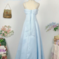 Vintage Baby Blue Simple A Line Spaghetti Strap Chiffon Satin Prom Dress Outfits SH4951