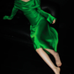 Stunning Green A Line Long Sleeve Satin Prom Dress SH5555